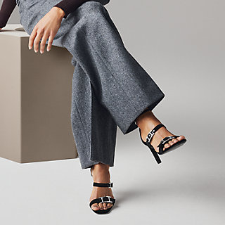 【残りわずか】HERMES レディース サンダル ブラック リヴ 90 ブラック Woman ヴィヴ ラン ライト ファブリック サンダル